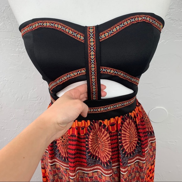 SOLD Sans Souci Tribal cut out Strapless maxi dress - Picture 4 of 9